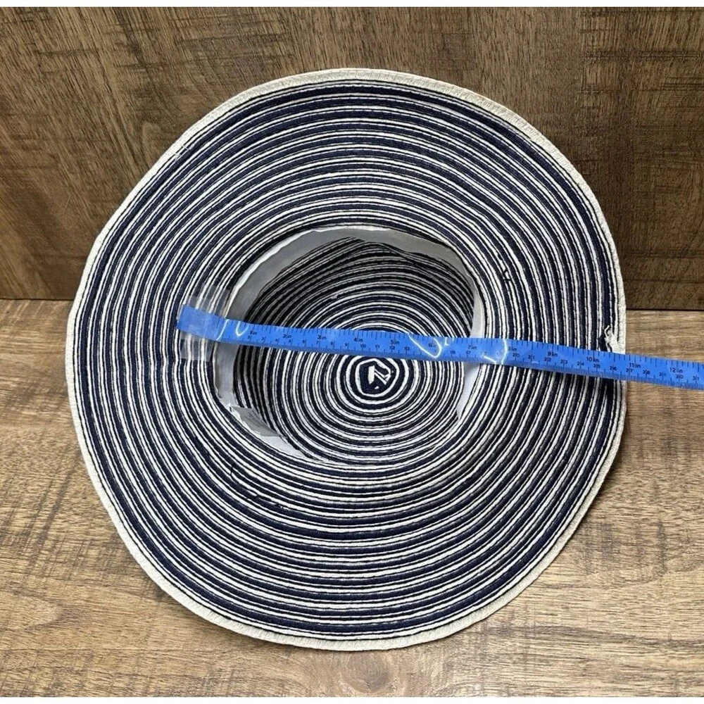 Navy & White Striped Paper straw sun hat By CVS Pharmacy one size fits most